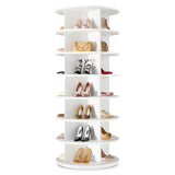 BrFoYu Rotating Shoe Rack 7 Tier Spinning Shoes Organizer Tower for 28-32 Pairs Lazy Susan 360 Revolving Shoe Storage Cabinet Rotate Shoe Handbag Rack Round Carousel for Closet, Bedroom (White)