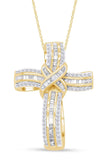AFFY Infinity Cross Pendant Necklace, 1.00 Carat White Natural Diamond Religious Jewelry Gift For Women & Men in 14k Yellow Gold Over Sterling Silver (1 Ctw)