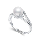 Oseew 9mm Freshwater Pearl Ring with Moissanite 10K 14K 18K Solid Gold Sterling Silve Engagement Ring Personalized Engraving Wedding Promise Ring for Women