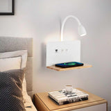 Bedside Wall Sconces with Wireless Charging Station & USB Charging, 3 Adjustable Color Temperatures LED Reading light, 3000K Warm Ambient lighting Wall Mounted Sconce for Bedroom, Plug-in or Hardwired