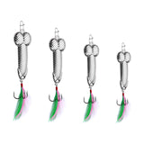 UAIAGM Gag Fishing Lures Set Metal Luminous Sequin Spoons Funny Top Water Bass Fishing Lures Fishermen Gear Spinner Baits Freshwater Saltwater Equipment Fishing Hook for Fishing Lover Men(Silvery)