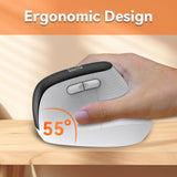 Wireless Ergonomic Vertical Mouse with OLED Screen Display for Right Hand (White) Eelexa