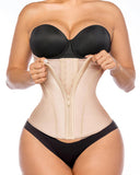 YIANNA Waist Trainer for Women Latex Underbust Tummy Control Waist Cincher Corset Hourglass Body Shaper Zipper and Hooks,YA2231-Beige-XS
