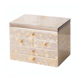 Homruilink High End Glass Jewelry Box for Women, 4 Layer, Gold Floral