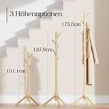 Coat Rack Sturdy Wooden Coat Rack Stand, Adjustable Coat Tree, Free Standing Tree Hanger Pipishell