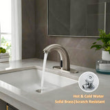 Yodel Faucet Touchless Bathroom Sink Faucet - Automatic Motion Sensor Restroom Toilet Faucet - Battery Operated for Commercial Lavatory, Brushed Nickel