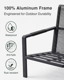 YURDAFY 7 Piece Aluminum Patio Furniture Set, Outdoor Conversation Set with Sofa, Loveseat, Lounge Chairs & Coffee Tables, Modern Garden Furniture for Backyard Porch Balcony Deck