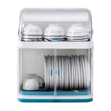 Tiardocge Dish Drying Rack, 2-Layer Kitchen Dish Rack, ish Drying Drainer with Cover, Double Drain Shelf, Dish Strainer Shelf for Dish, Knifes, Cup, Cutting Board