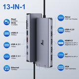USB C Docking Station 4 Monitors, LIONWEI 13-in-1 USB C Hub for Laptop Mac