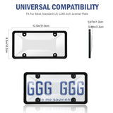 License Plate Covers, 2 Pack License Plate Protector and Frames Combo, Plastic Car Front/Rear License Plate Covers ith Screws Caps, Universal Car Accessories for Most Cars