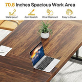 70.8-Inch Executive Desk, Large Computer Office Desk Workstation, Modern Simple Style Laptop Desk (Brown/Black, 70.8 Inch)