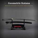 Damascus Geometric Katana, 1045 Carbon Steel Hand Forged Full Tang Sword