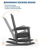 GarveeLife Poly Lumber Rocking Chair Outdoor Set of 4 with 2 Side Table - HDPE High Back Porch Rocker Chairs for Adults - All Weather Resistant Furniture for Patio - Black