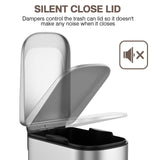 6 Liter/1.6 Gallon Bathroom Trash Can with Lid, Stainless Steel Trash Can with Removable Wastebasket (Silver) BETHEBEST