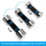 Hand Weight Set of 2 for Women 5lb Pair (3lb/4lb/5lb) Adjustable Dumbbells with Foam Handles Chrome Home Exercise Gym Workout (Standard-Finish 5lb×2) Northdeer