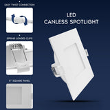 LUXRITE 5 Inch LED Recessed Light, ECO Backlit Mini Panel Spotlight, 5CCT 2700K-5000K, 1200 Lumens, High Output, 13 Watts, Dimmable, IC Rated, Wet Rated, ETL Listed, Energy Star, Square (48 Pack)