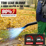TDH Gas Backpack Leaf Blower, 2-Stroke Handheld Snow Blower with 665 CFM & 205 MPH High Power for Commercial Lawn Care, Yard Debris & Snow Removal,Black
