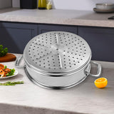SOGA 3-Tier 11.8 in Heavy-Duty Stainless Steel Food Steamer – Stackable Vegetable & Seafood Steaming Pots with Glass Lid for Home, Restaurant & Kitchen Use