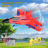 Fremego F-22 Raptor RC Plane 2.4GHz RC Airplane Fighter Toy Ready to Fly Remote Control Airplane Easy to Fly RC Glider Sports for Kids & Beginners (Red)