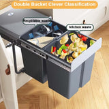 Double Pull-Out Under Cabinet Trash Can with Lid - Sliding Kitchen Recycling Bin for Efficient Waste Management, Soft-Close Design, 10+20L Capacity for Garbage Sorting