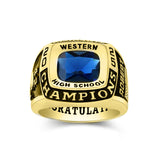 Oseew 2027 Personalized Men's Square Class Graduation Ring (Yellow Gold)