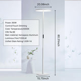 Modern Floor Lamp, Natural 10 AM Daylight Full Spectrum Standing Light for Bedroom Living Room Office, Double-Sided Illumination, Dual-Light Design, 7200LM, 4000K, White Floor Lamp, 36000+H Lifetime