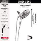 Delta Faucet 7-Setting In2ition Dual Shower Head with Handheld Spray, Chrome Shower Head with Hose, Showerheads & Handheld Showers, Handheld Shower Heads, Detachable Shower Head, Chrome 75687D