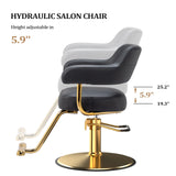OmySalon Barber Chairs for Barbershop Black and Gold Styling Chair, Salon Chair for Hair Stylist Heavy Duty Hydraulic Pump, 360°Swivel with Footrest, Hairdressing Home Beauty Spa Braiding Equipment