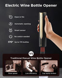 Newise Rechargeable Electric Wine Opener with Charging Base & Foil Cutter, Automatic Corkscrew for 60 Bottles, Luxury Mothers Gift for Wine Lovers Women Men - Gold & Black