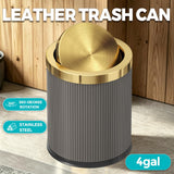 YOJIA 4 Gallon Bathroom Trash can with Swing Lid, Grey Gold