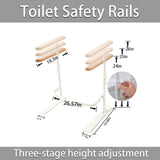 Toilet Safety Rails for Seniors - Toilet Safety Frame with Nighttime Reflective Armrests & Base, 3-Speed Height Adjustment, Toilet Safety Frames & Rails Fits Most Toilets, 3-Hole Depth Adjustment