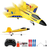 Yellow RC Plane for Kids Upgrade F-22 Raptor Fighter RC Airplane Remote Control Airplane Toys 2.4 GHZ Smart 6-axis Gyro Stabilizer RTF RC Jet Aircraft Easy to Fly Outdoor Toy RC Glider for Beginners