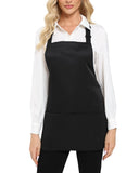 Xeoxarel 6 Pack Adjustable Bib Apron with 3 Pockets Cooking Kitchen Aprons for Women Men Chef, Waterdrop Black