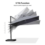 PURPLE LEAF Patio Umbrella Left-right Tilt 10FT with LED Lights Light Grey