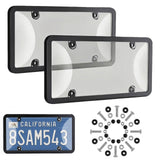 2-Pack License Plate Protector & Cover, License Plate Frame Anti-Scratch Universal for Car Truck SUV, Includes All Mounting Hardware (Tinted)