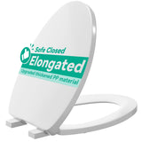 PUKANIUM Toilet Seat Elongated, Toilet Seats with Cover Quiet Close, Never Loosen Bumpers, Easy Removing and Cleaning, White, 18.5"L x 14"W
