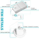LUXRITE 12-Pack 3 Inch Ultra Thin LED Recessed Lighting, 6W, 5 Color Selectable 2700K | 3000K | 3500K | 4000K | 5000K, CRI 90, 500 Lumens, Dimmable LED Wafer Lights, Wet Rated, IC Rated, Baffle Trim