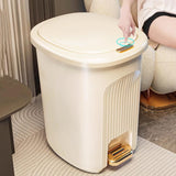 Garbage Can Hand Press Trash Bin for Kitchen Bedroom Office(Gris,Large)