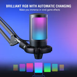Gaming PC USB Microphone, Podcast Condenser Mic with Boom Arm, Pop Filter, Mute Button for Streaming, Twitch, Online Chat, RGB Computer Mic for PC Gamer Youtuber-AmpliGame A6T FIFINE