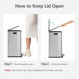 GarveeHome 60 L/16 gal Kitchen Trash Can,2×8 gal Pedal Trash Bin with Removable Baskets,Stainless Steel Garbage Can