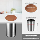 Integrated Kitchen Counter Trash Can Under-Cabinet Waste Chute Stainless Steel Recessed Recycling Bin with Flip-Top Lid Hidden Built-in Garbage Container