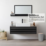 Britimes Bathroom Accessories Set, Grey Shower Curtain Set with Trash Can, Soap Dispenser, Toilet Brush Holder, Toothbrush Holder and Toothbrush Cup for Bathroom Decor