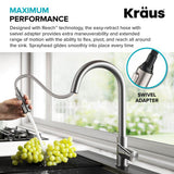 KRAUS Oletto Contemporary Pull-Down Single Handle Kitchen Faucet in Spot Free Stainless Steel, KPF-3104SFS