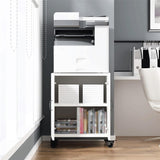 PXIWDAN Printer Stand Wood Printer Stand with Wheels and Door Cart Cabinet Home Copier Bracket Office Pulley Shelf for Office(A)