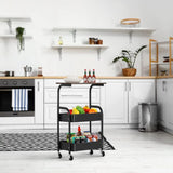 FURUIM2024M Utility Trolley 3-Tier Kitchen Rolling Cart, 16.54" Storage with Wheels,Wooden Tabletop