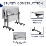 Rolling Mobile Conference Tables, Folding & Modular Design, Training Seminar Tables for Office, School Classroom, Library & Meeting Rooms, White 55.1IN 4-Person