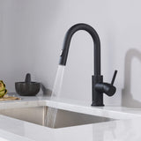 KIBI Pull Down Kitchen Faucet with Single Handle | Solid Brass High Arc Spout | Kitchen Sink Faucet with Pull Down Sprayer | Easy Clean | Matte Black, KKF2011