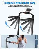 Superun Walking Pad Treadmill with Handle Bar, 300 LBS Capacity Treadmills for Home, 3.0HP Portable Under Desk Treadmill for Home Office with LED Display Remote APP Control