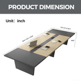 138" Rectangular Conference Table, Seats 12-14, Built-in Power Outlets & USB Charging Ports