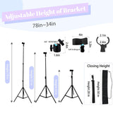 Rmnhd Hair Dryer Holder Stand, Hands Free Blow Dryer Stand with Clamp, Adjustable Height & 360° Rotating Hair Dryer Stand for Home & Salon Styling, Foldable & Stable